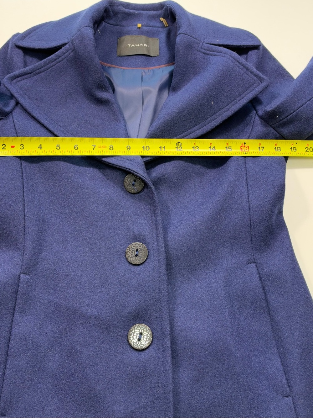 Tahari Wool Blend Navy Pea Coat Size 6 - Picture 4 of 9